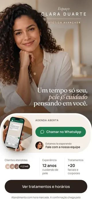 Modelo de site da bio para estética facial, Espaço Clara Duarte