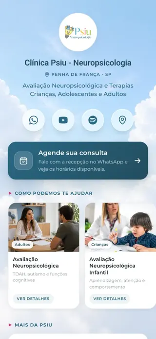Site da bio da Clínica Psiu Neuropsicologia
